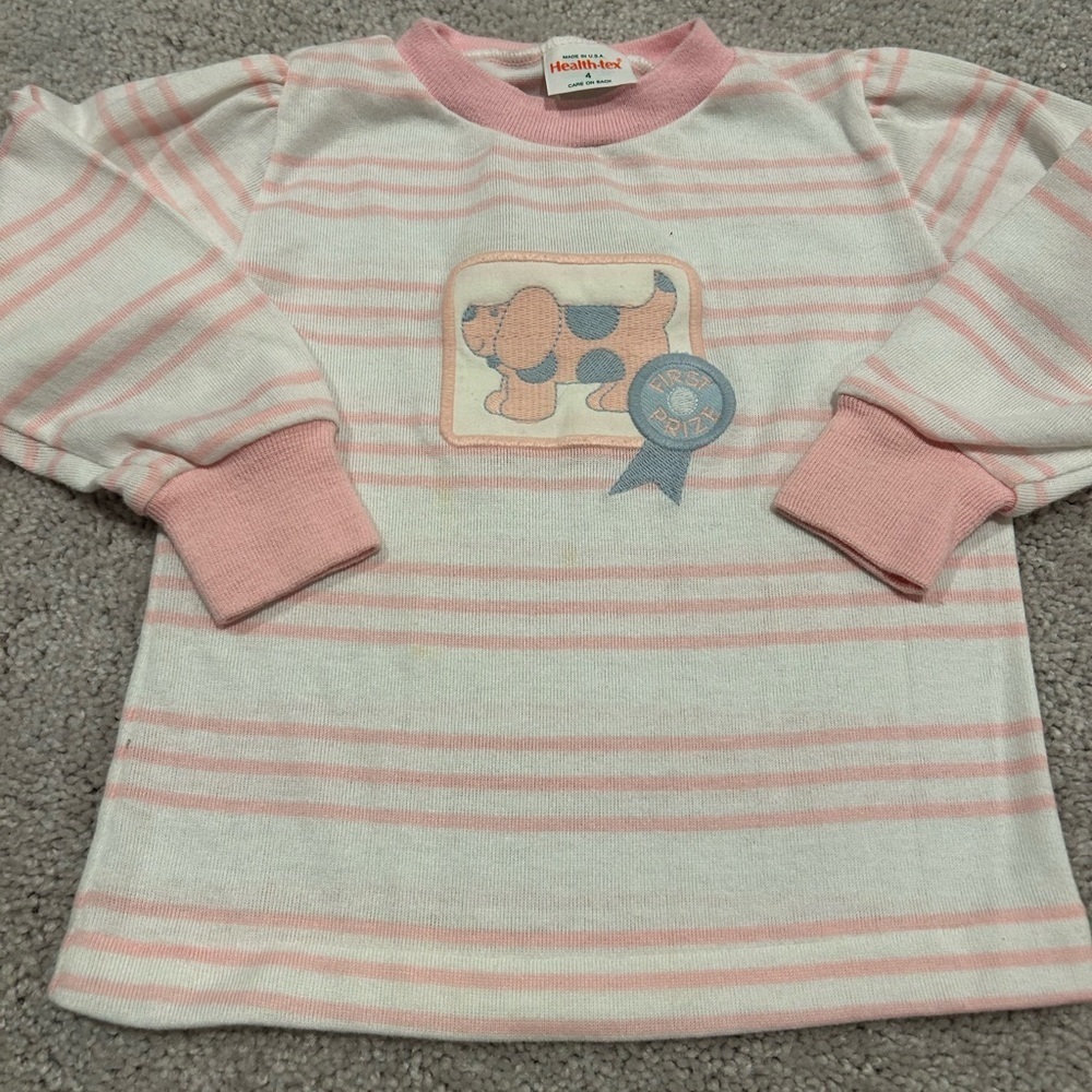 Healthtex Pink and White Striped Long Sleeve Tee